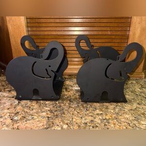 Lot of 4 (2 set) Elegant Black Elephant Bookends